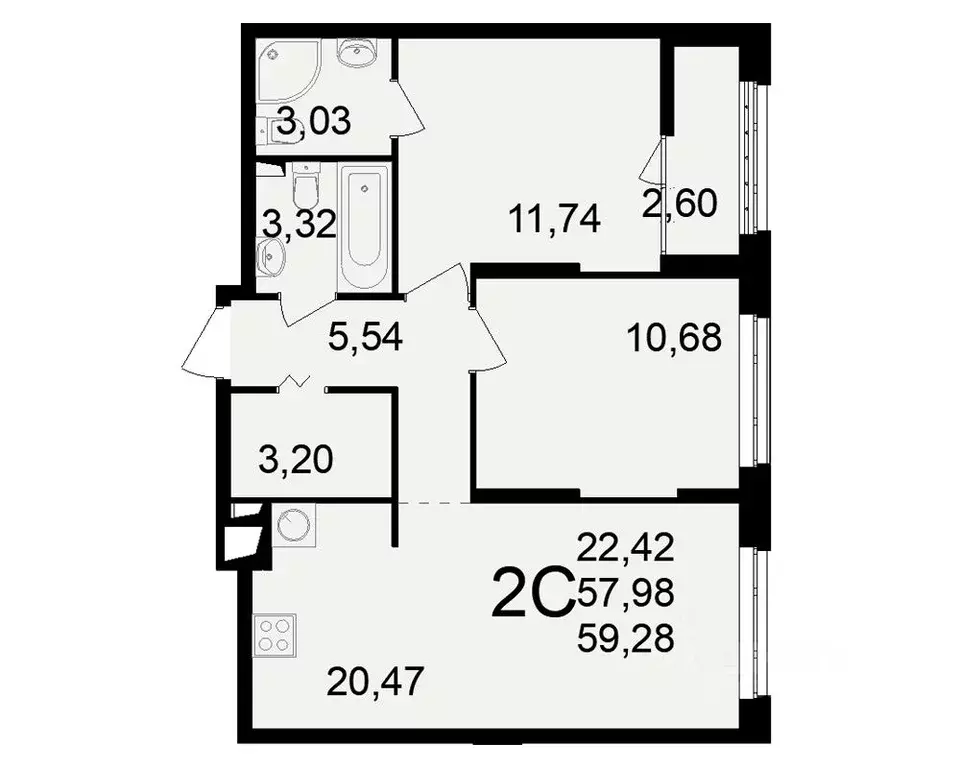 2-к кв. Рязанская область, Рязань ул. Чкалова (57.98 м) - Фото 0