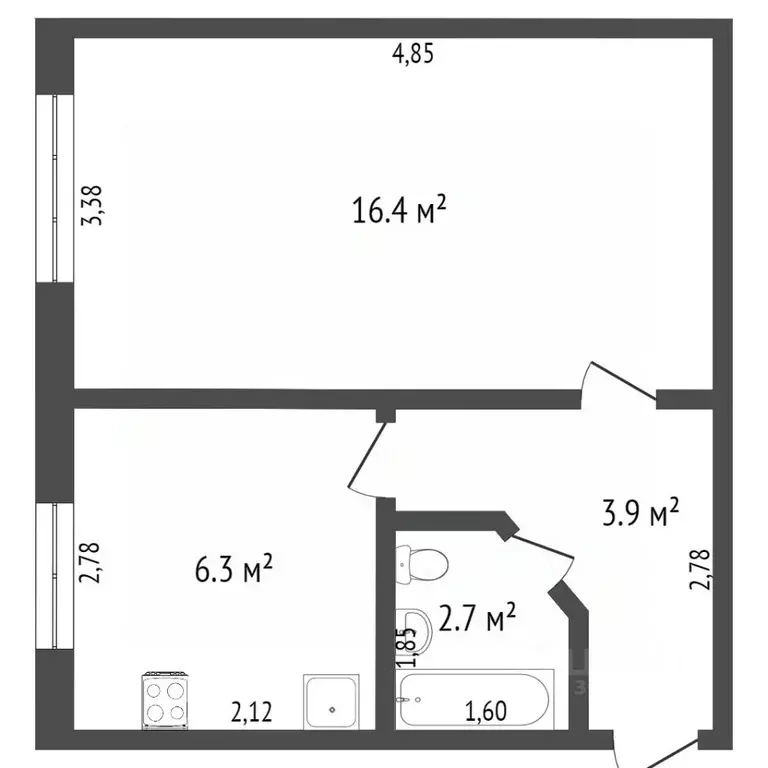 1-к кв. Ханты-Мансийский АО, Нефтеюганск 8-й мкр, 21 (29.3 м) - Фото 0