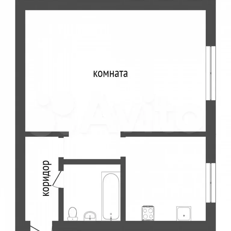 1-к. квартира, 32,1 м, 2/5 эт. - Фото 0