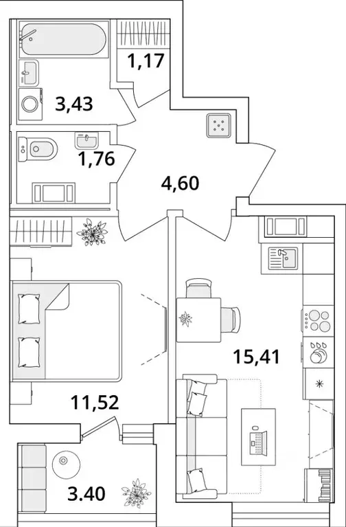 1-к кв. Санкт-Петербург Кубинская ул., 82к3с1 (40.1 м) - Фото 0