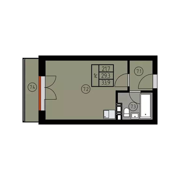 Квартира-студия: Лесное, КА Отрада Resort (33.9 м) - Фото 1