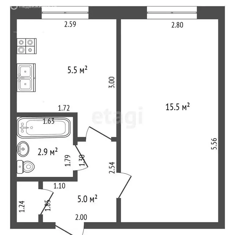 1-комнатная квартира: Тобольск, микрорайон Менделеево, 3 (30 м) - Фото 1