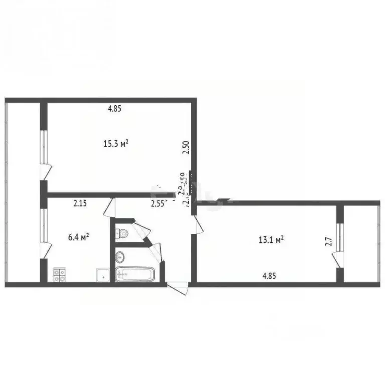 2-к кв. Ставропольский край, Пятигорск ул. Адмиральского, 8К1 (52.0 м) - Фото 2