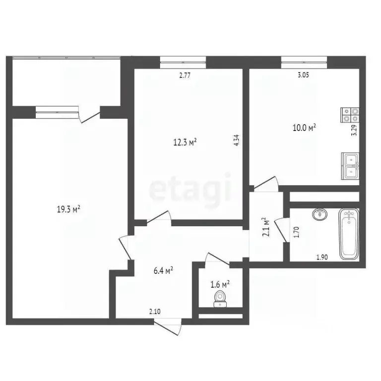 2-к кв. Ямало-Ненецкий АО, Новый Уренгой Дружба мкр, 5/1 (55.4 м) - Фото 1