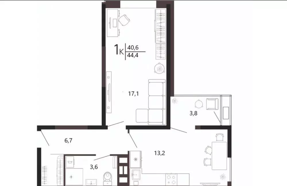1-комнатная квартира: Анапа, Парковая улица, 79к1 (45 м) - Фото 1