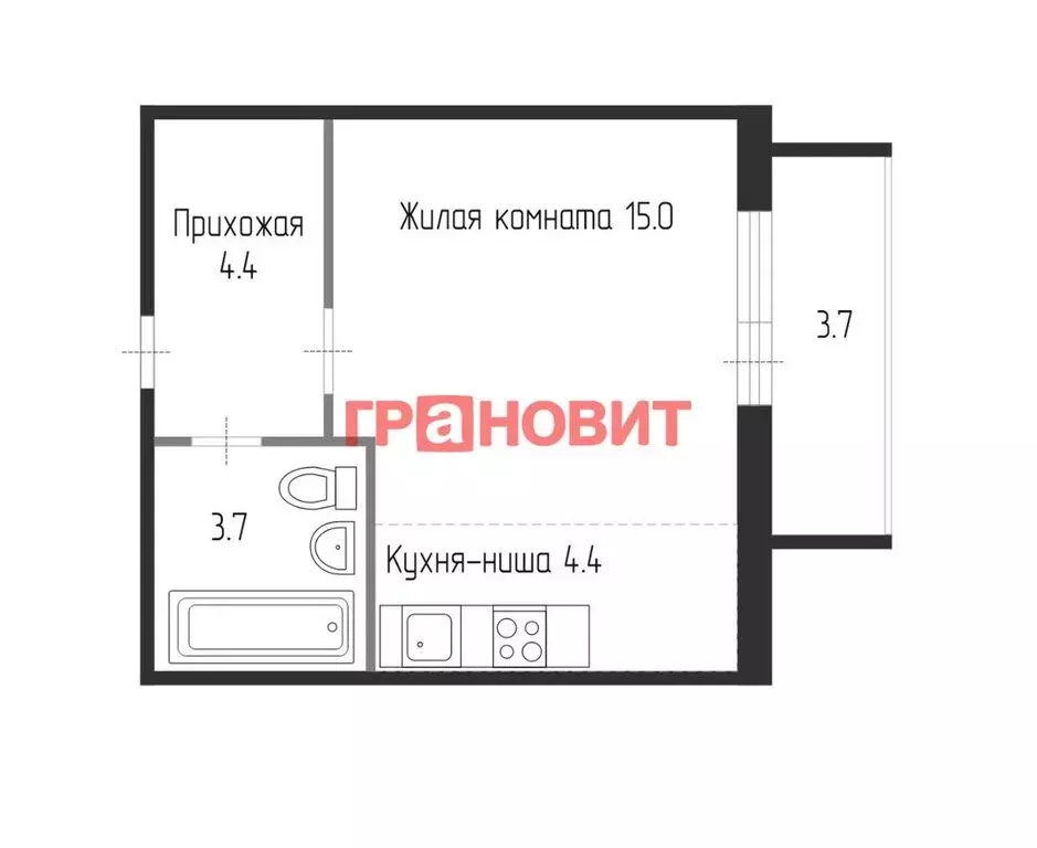 Квартира-студия: Новосибирск, улица Бородина, 56 (29 м) - Фото 0