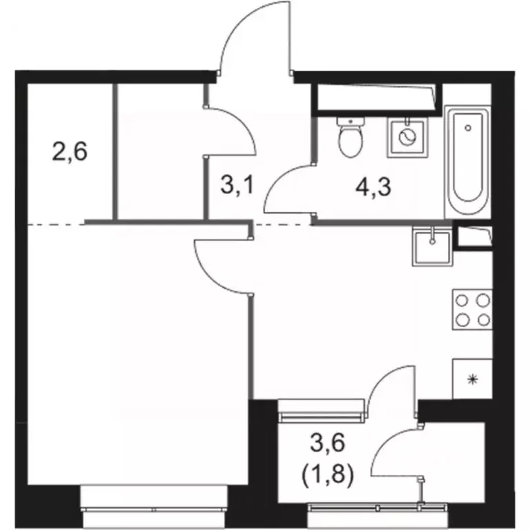 1-к кв. Москва Строительный проезд, 9к1 (37.0 м) - Фото 2