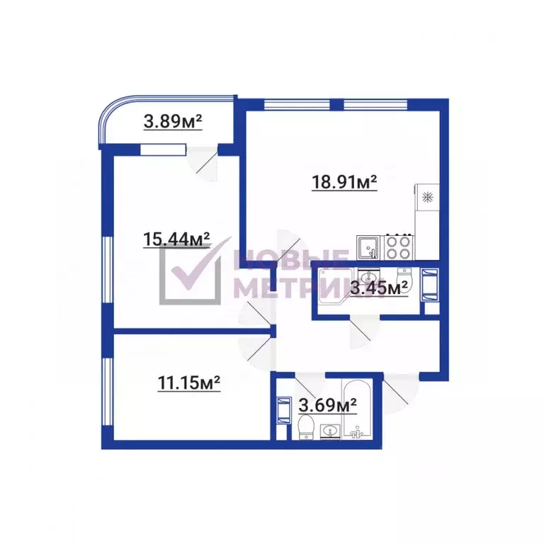 2-к кв. Ленинградская область, Всеволожский район, пос. Бугры ул. ... - Фото 2