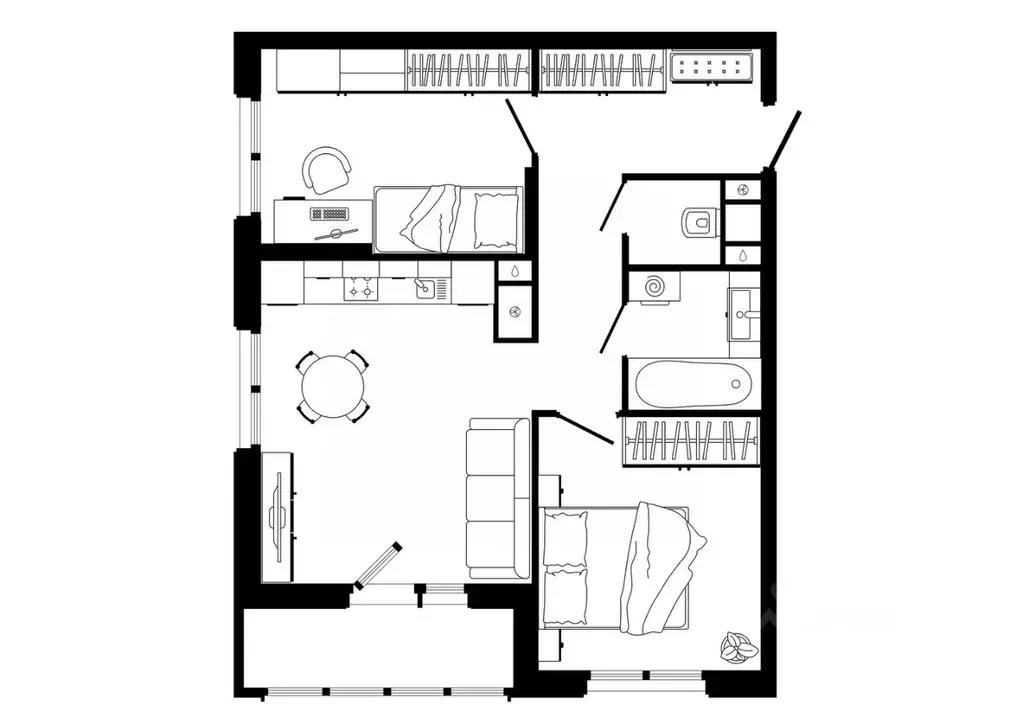 2-к кв. Тульская область, Тула ул. Седова, 26к3 (59.6 м) - Фото 0
