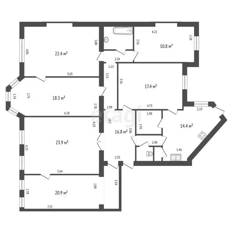 1к в 6-комнатной квартире (10.8 м) - Фото 1
