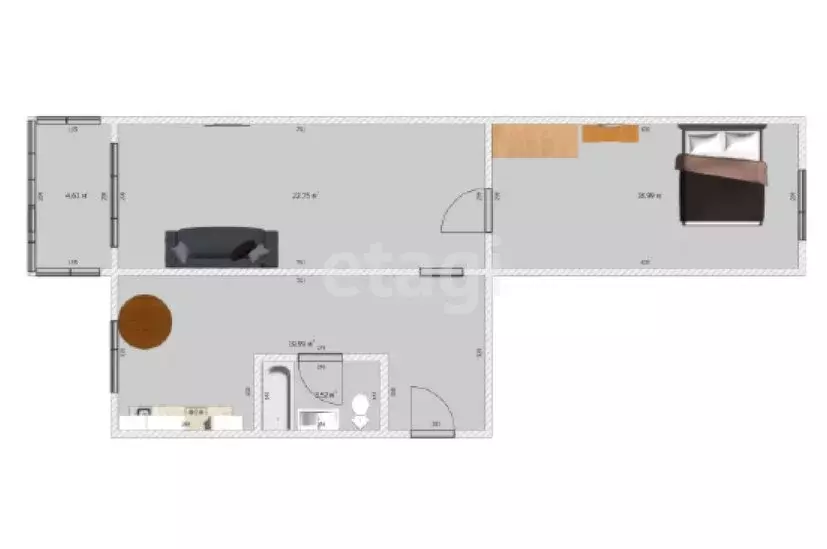 2-комнатная квартира: Южно-Сахалинск, улица Ленина, 489 (43 м) - Фото 2