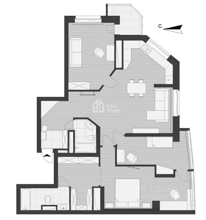 3-к кв. Калужская область, Калуга ул. 65 лет Победы, 41 (115.2 м) - Фото 2