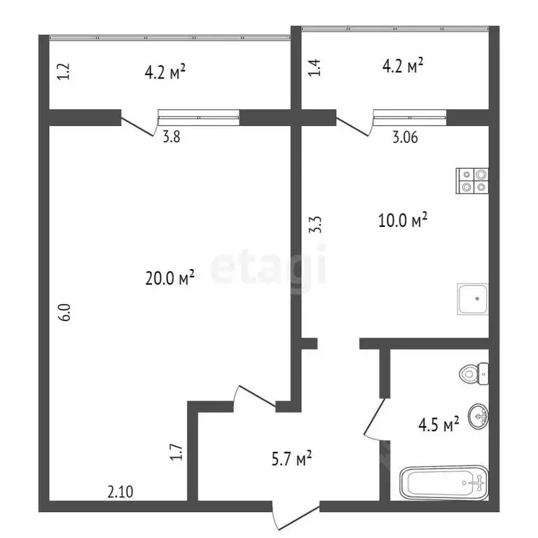 1-к кв. Ростовская область, Ростов-на-Дону ул. Миронова, 12/4 (39.9 м) - Фото 1