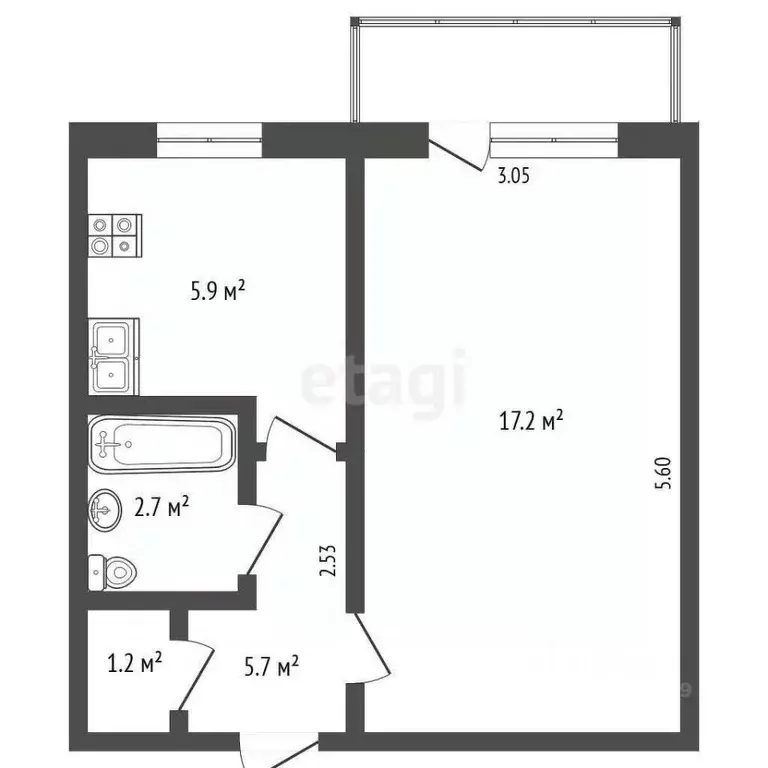 1-к кв. Архангельская область, Новодвинск ул. Димитрова, 2 (30.2 м) - Фото 1