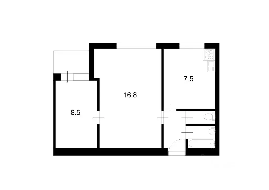 2-к кв. Курская область, Курск ул. Крюкова, 14Б (40.0 м) - Фото 1