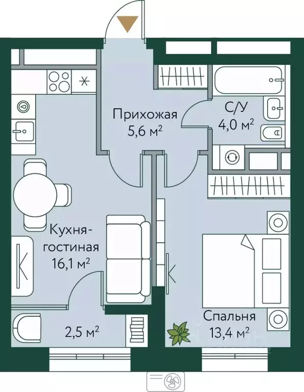 1-к кв. Волгоградская область, Волгоград Новосибирская ул., 74с1 (41.6 ... - Фото 0