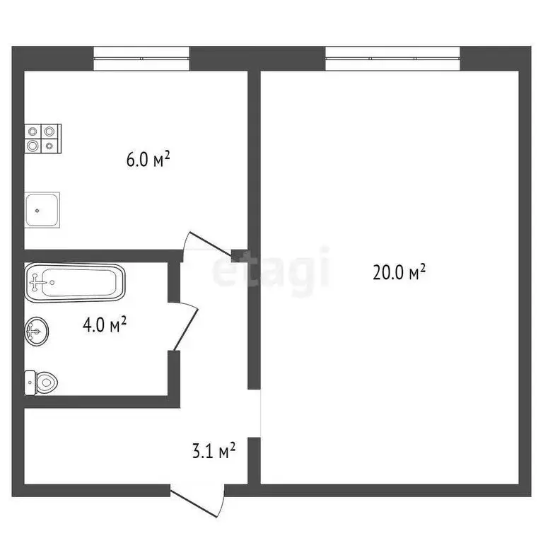 1-комнатная квартира: Брянск, проспект Станке Димитрова, 102 (33.1 м) - Фото 0