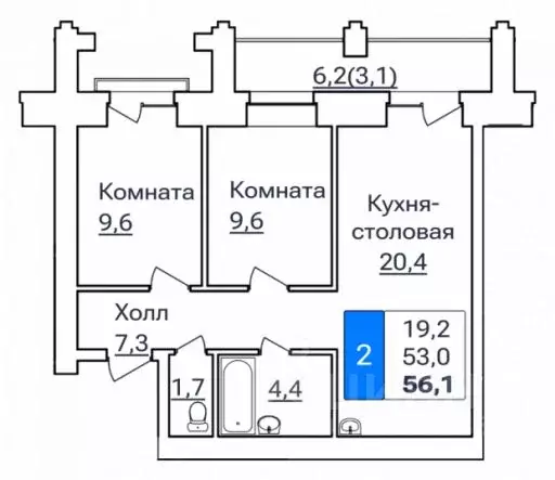 2-к кв. Амурская область, Благовещенск ул. Горького, 205 (56.1 м) - Фото 0
