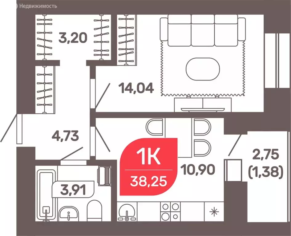 2-комнатная квартира: Чита, микрорайон Романовский, 31 (38.25 м) - Фото 0