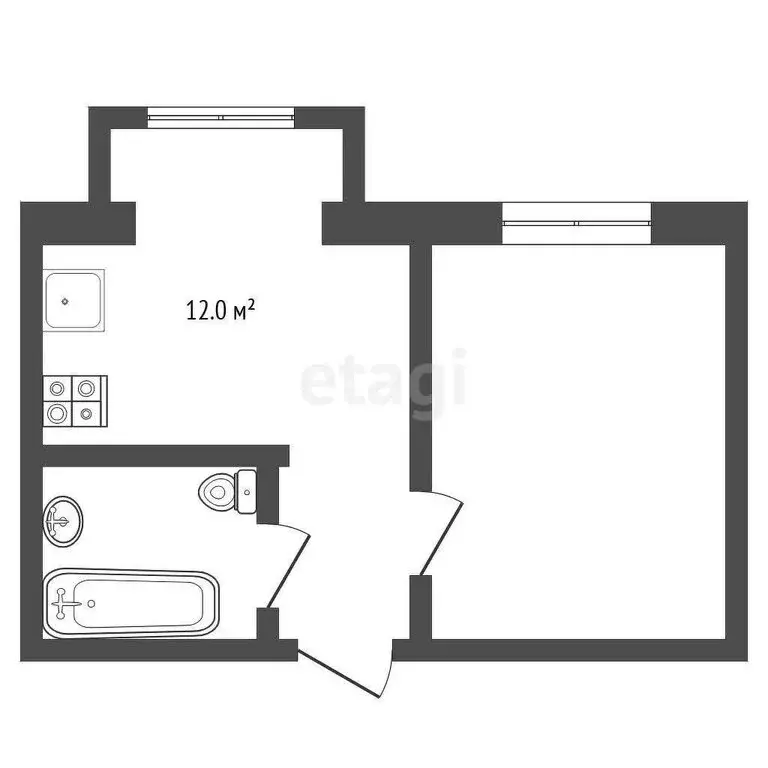 1-комнатная квартира: Нальчик, улица Неделина, 12А (29.5 м) - Фото 1