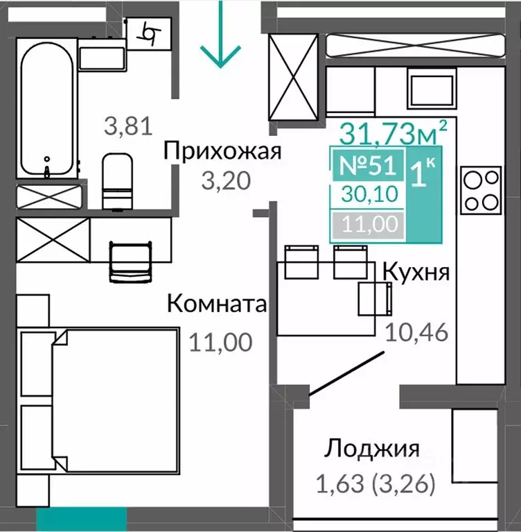 1-к кв. Крым, Симферополь Горизонты жилой комплекс (30.1 м) - Фото 0