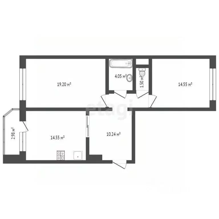 2-к кв. Тюменская область, Тюмень ул. Валентины Трофимовой, 13 (67.5 ... - Фото 2