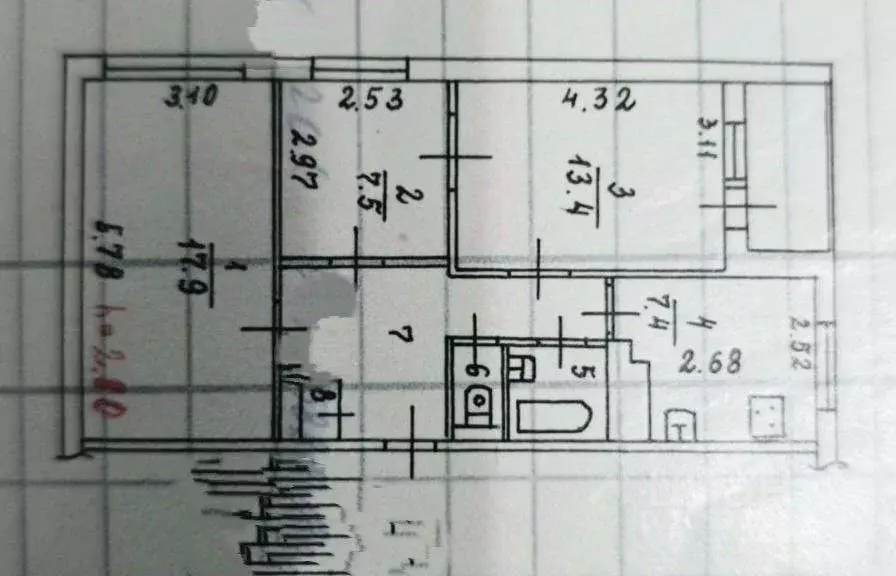 3-к кв. Мурманская область, Кировск Олимпийская ул., 25 (60.9 м) - Фото 2