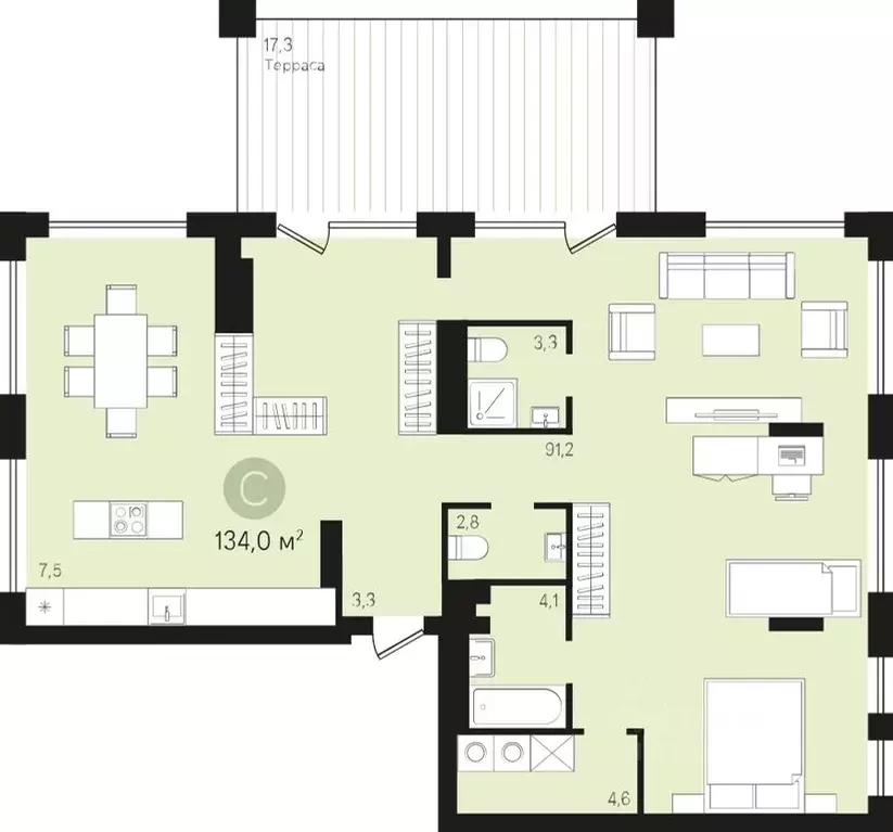 3-к кв. Ханты-Мансийский АО, Сургут Пролетарский просп., с9 (134.03 м) - Фото 1