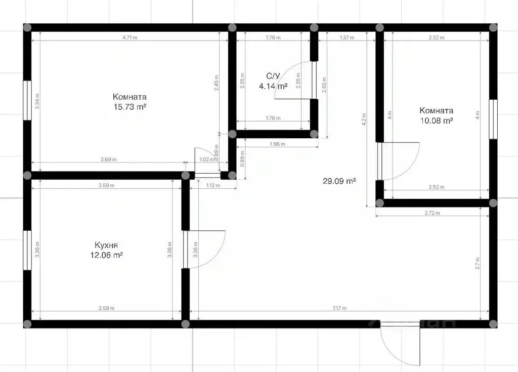 2-к кв. Кабардино-Балкария, Нальчик ул. Тарчокова, 35 (77.2 м) - Фото 1