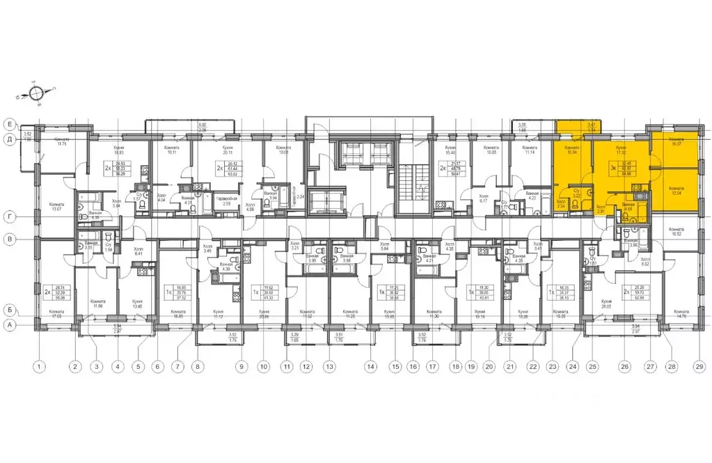 3-к кв. Санкт-Петербург ул. Ивинская, 1к3 (62.92 м) - Фото 1