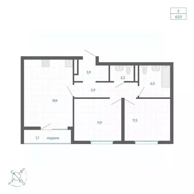 2-к кв. Свердловская область, Екатеринбург ул. Вильгельма де Геннина, ... - Фото 0