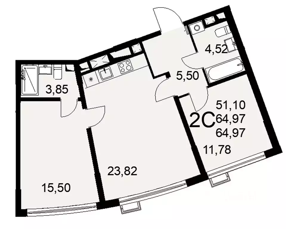 2-к кв. Тульская область, Тула ул. Коминтерна, 44 (64.97 м) - Фото 0