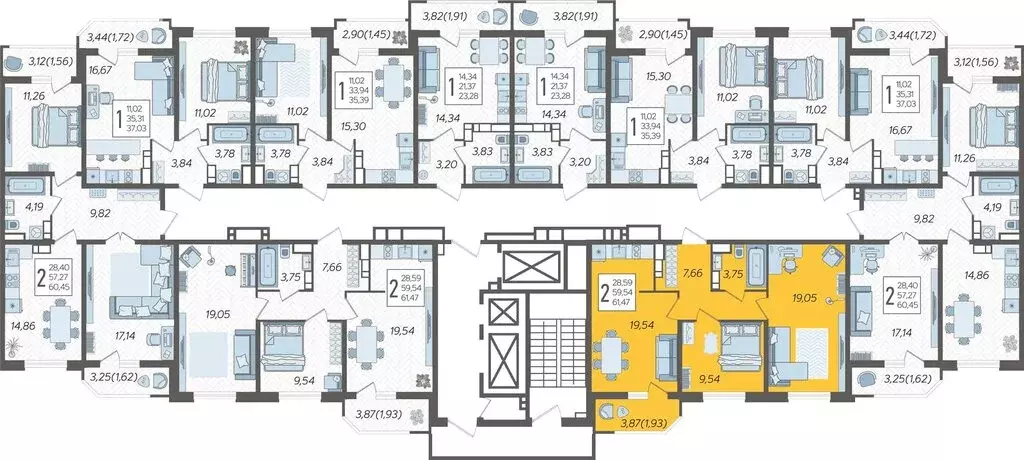 2-комнатная квартира: Краснодар, Уральская улица, 87/7 (61.47 м) - Фото 1