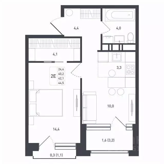2-к кв. Московская область, Подольск городской округ, д. Борисовка ул. ... - Фото 1