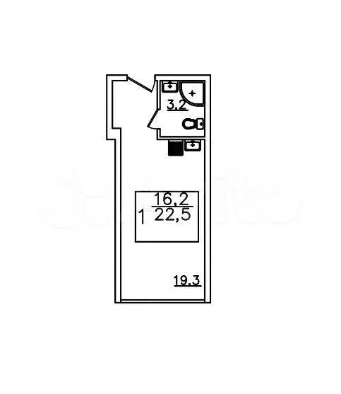 Квартира-студия, 22,5 м, 10/13 эт. - Фото 1