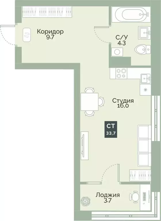 Студия Курганская область, Курган Заозерный жилрайон, Районы-Кварталы ... - Фото 1