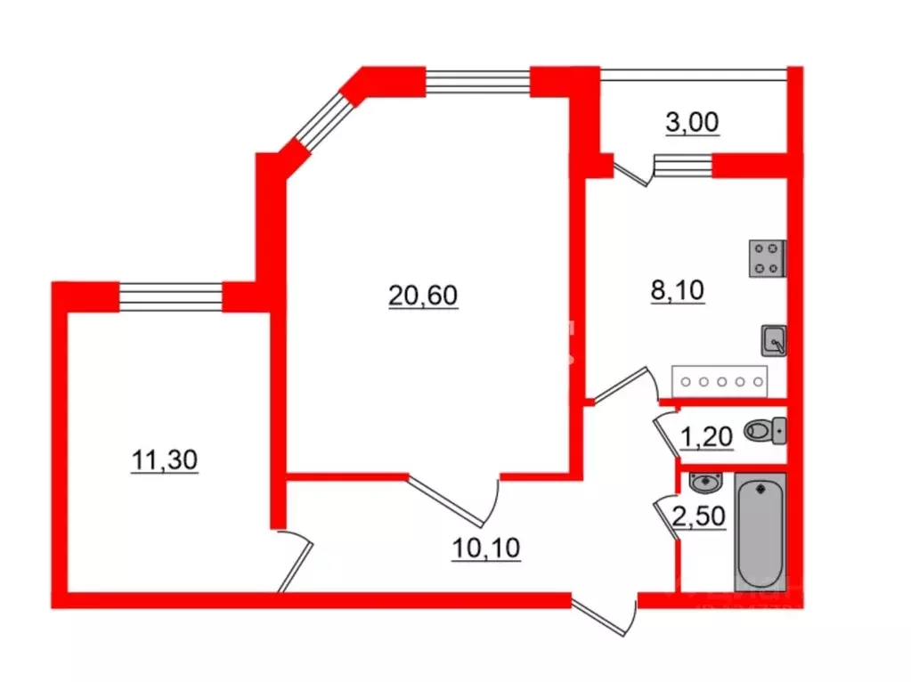 2-к кв. Санкт-Петербург Петергофское ш., 84к15 (53.8 м) - Фото 1