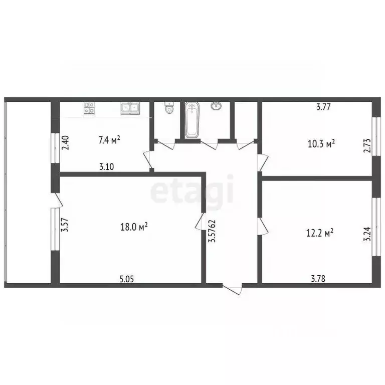 3-к кв. Калужская область, Малоярославец Мирная ул., 1А (65.3 м) - Фото 1