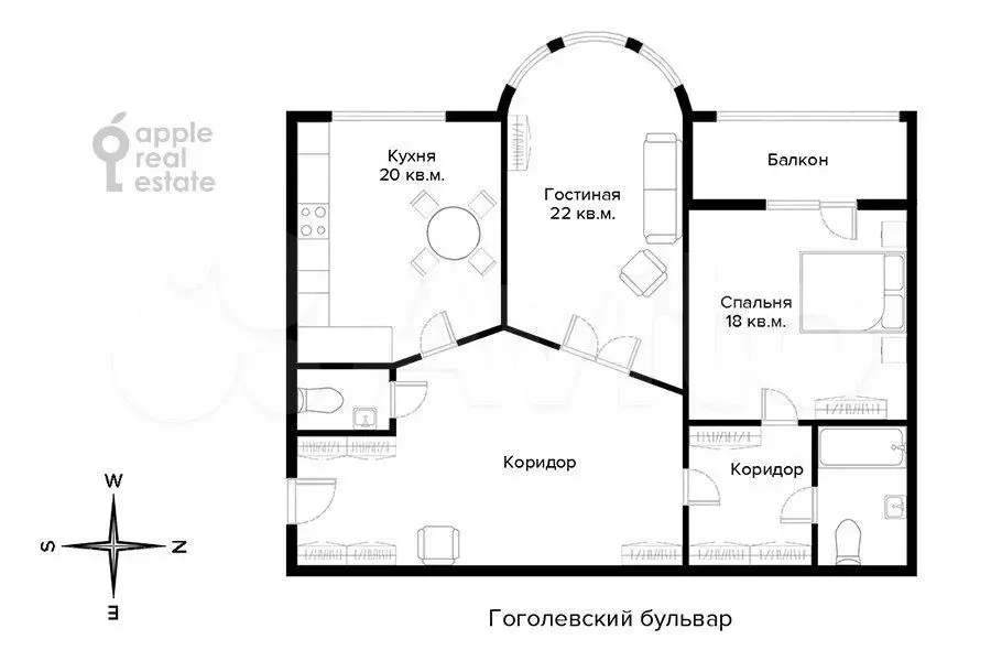 2-к. квартира, 96 м, 5/9 эт. - Фото 0