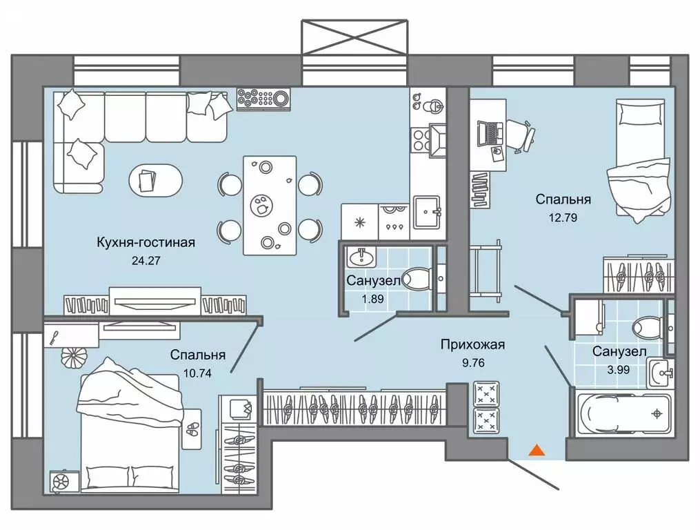 2-комнатная квартира: Киров, микрорайон Новый (63 м) - Фото 1