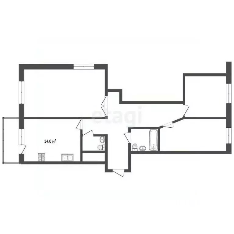 3-к кв. Ямало-Ненецкий АО, Новый Уренгой Сибирская ул., 45А (75.1 м) - Фото 1