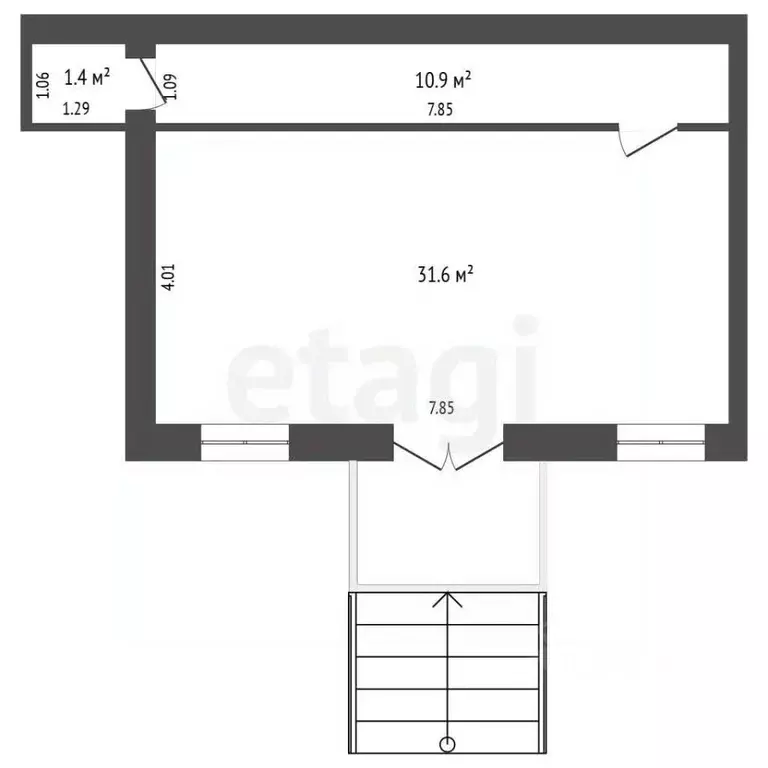 Торговая площадь в Татарстан, Альметьевск ул. Мусы Джалиля, 29 (45 м) - Фото 2