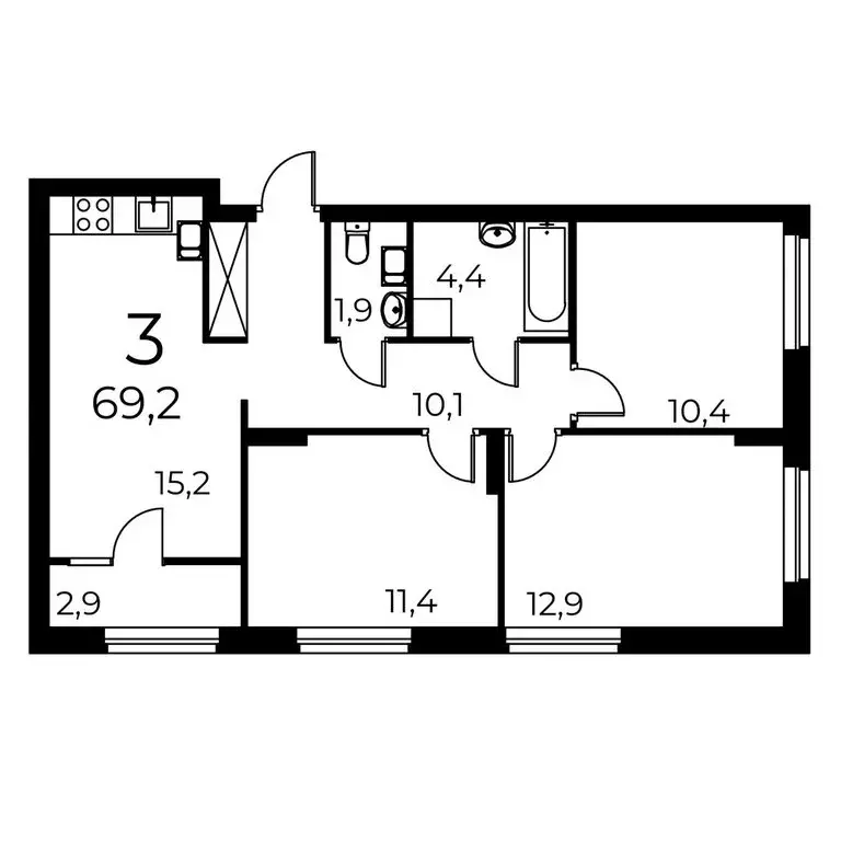 3-комнатная квартира: Нижний Новгород, улица Коперника, 7 (69.3 м) - Фото 0