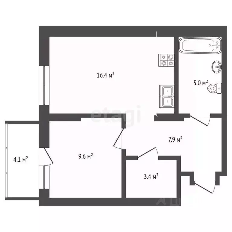 1-к кв. Омская область, Омск ул. Б.Г. Шаронова, 9 (44.7 м) - Фото 2