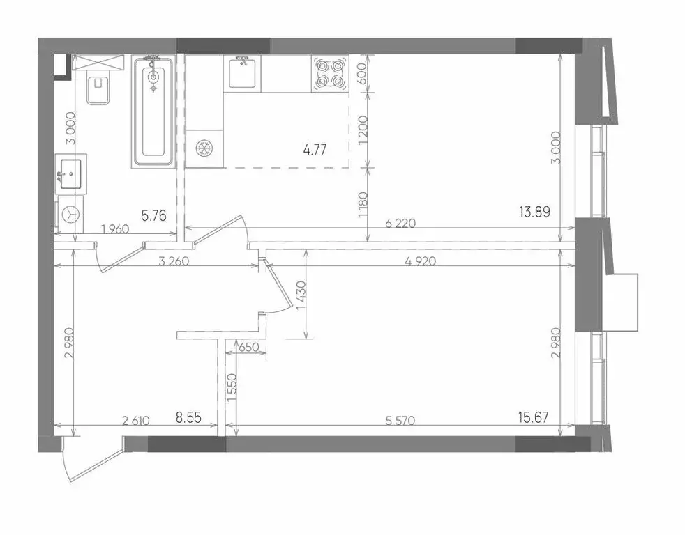 2-комнатная квартира: Казань, ЖК Вознесенский Квартал (48.64 м) - Фото 0
