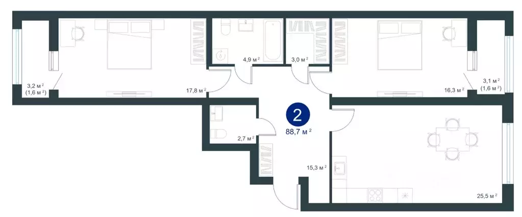 2-к кв. Воронежская область, Воронеж ул. Ворошилова, 19 (88.7 м) - Фото 1