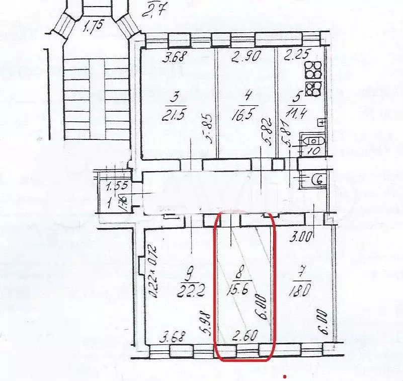 Комната 15,6 м в 5-к., 2/5 эт. - Фото 1