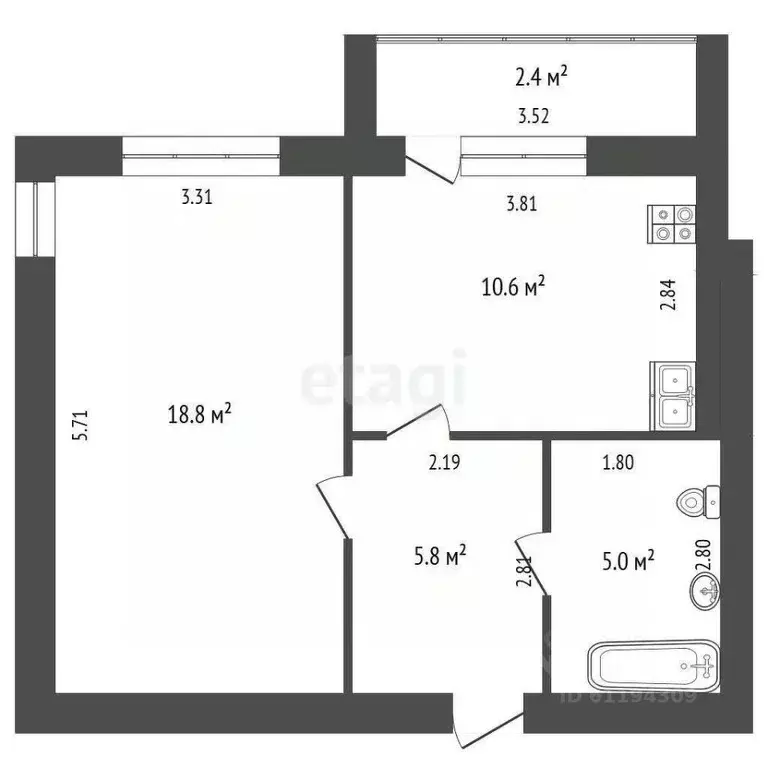 1-к кв. Мордовия, Саранск ул. Юрия Святкина, 3 (40.8 м) - Фото 1