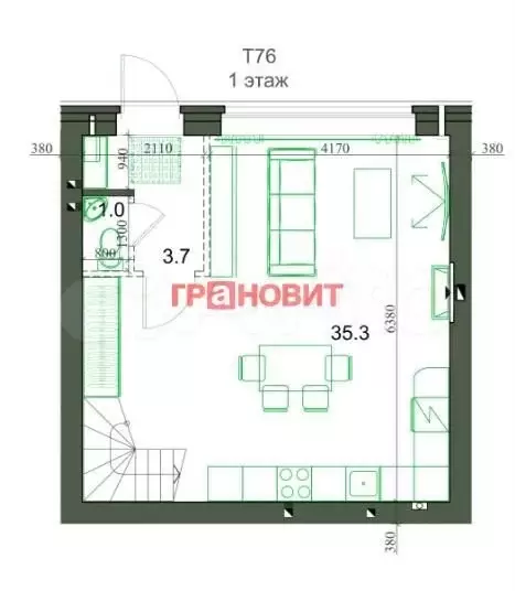 3-к. квартира, 76,5 м, 2/2 эт. - Фото 1