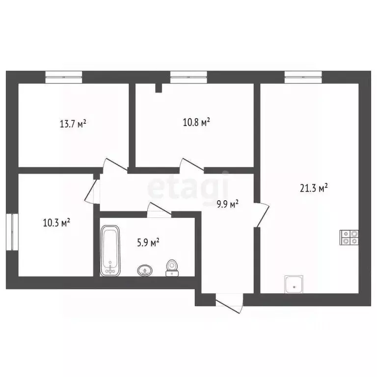 3-к кв. Севастополь ул. Адмирала Фадеева, 46Бк1 (69.8 м) - Фото 2